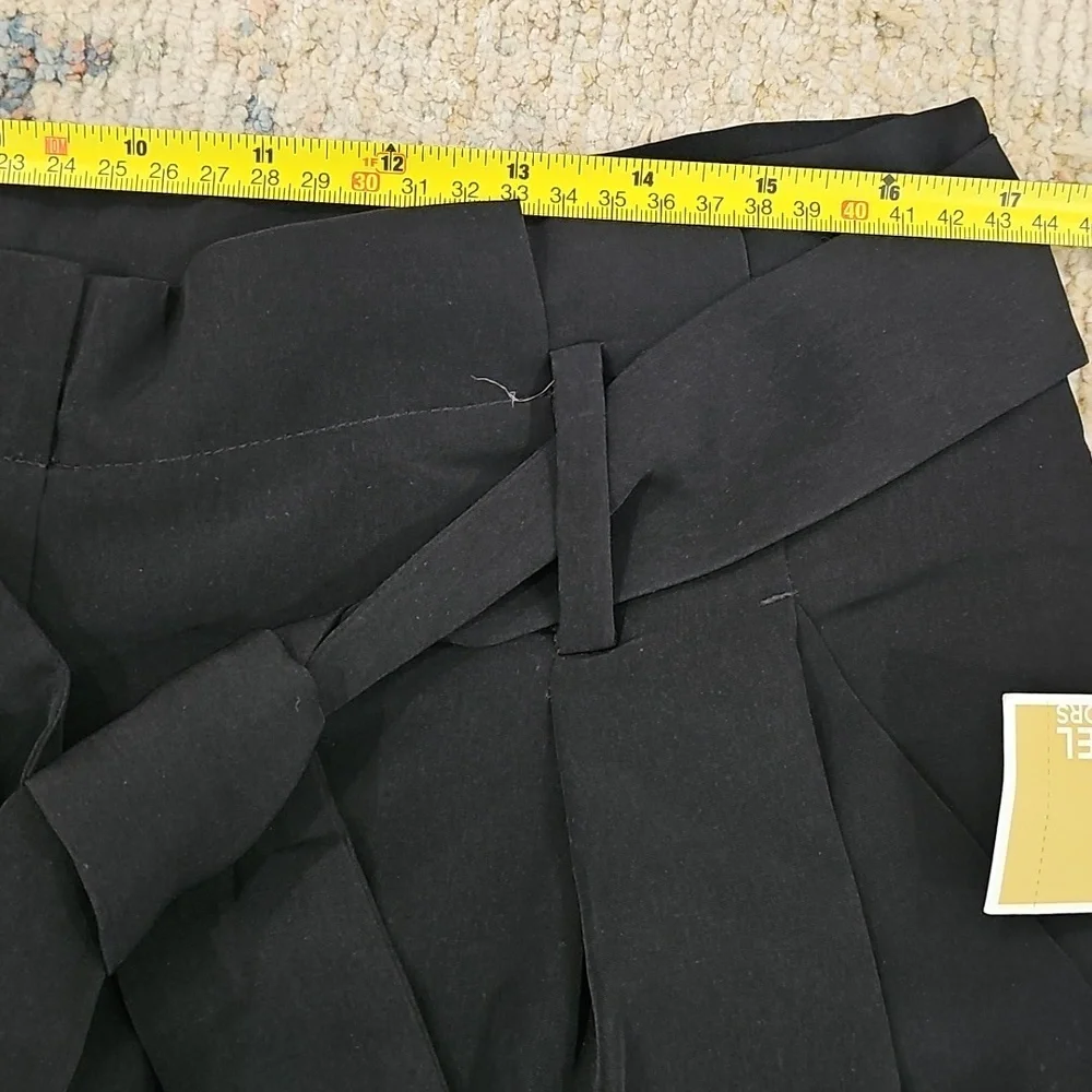 MICHAEL Michael Kors Women's Tie-Front Wide-Leg, Silky Cropped Pants Sz‎ L Black